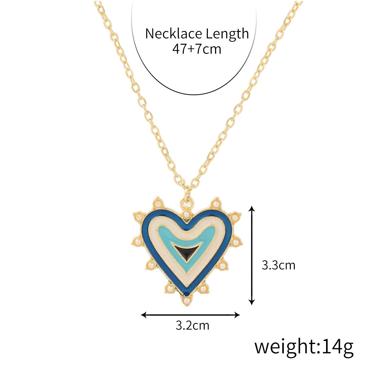 Wholesale Alloy Rainbow Heart Design Necklace
